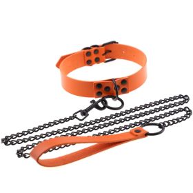 Personalized leather collar (Color: Orange)