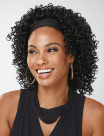 Especially Yours Curly Headband Wig Shoulder-Length Layers Of Natural Spiral Curls With Full Bouncy Volume  Comfy Stretch Band Runway Shades Of B (Option: 1B)