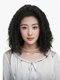 Self-pickup Especially Yours Curly Headband Wig Shoulder-Length Layers Of Natural Spiral Curls With Full, Bouncy Volume, Comfy Stretch Band Runwa (Option: 2A)