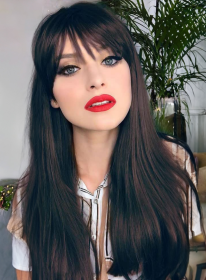 Self-pickup Long Natural Black Wigs For Women,Natural Black Wigs With Bangs Layered Shoulder Length Synthetic Wig For Daily Party  24 Inch (Option: SUE26)